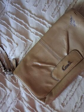 Coach Tan Leather Wristlet Clutch